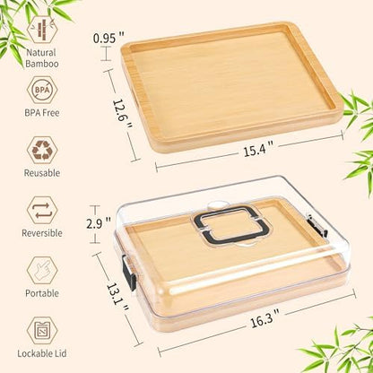 CAWIU Large Charcuterie Board with Lid, Portable Cheese Board & Snack