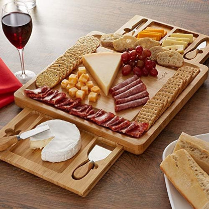 Casafield Bamboo Cheese Board Gift Set, Charcuterie Board Serving