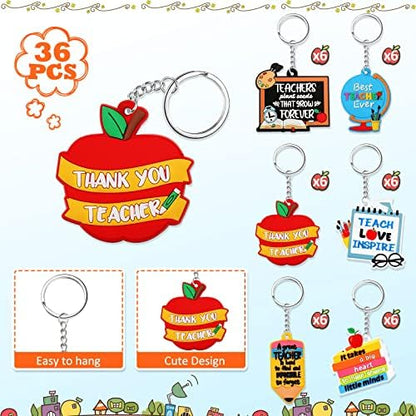 Henoyso 36 Pcs Teacher Keychains Bulk Teachers Appreciation Gifts in