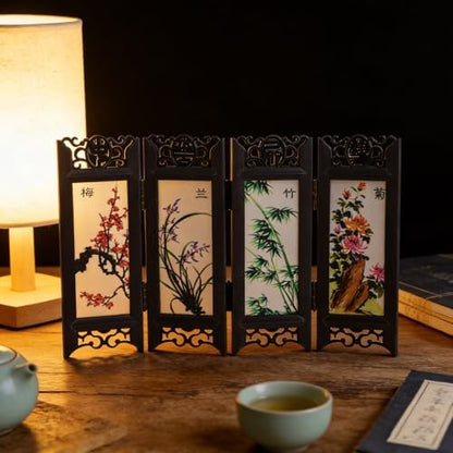 LUOZZY Chinese Mini Panel Divider Tabletop Folding Screen Tiny Room