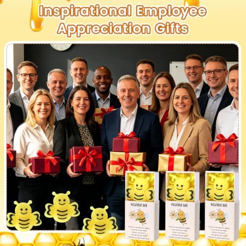 24 Sets Bee Stress Ball for Adults Positive Gifts with Cards Boxes
