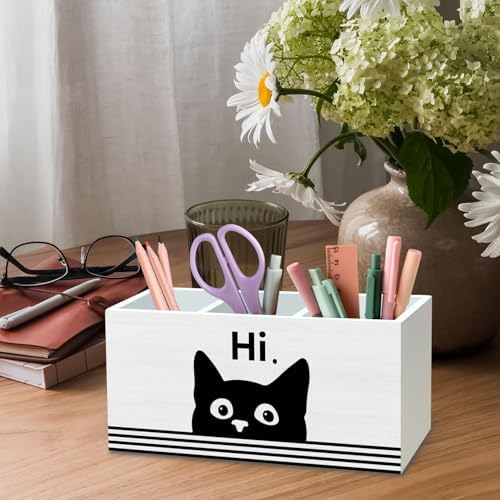 DILSJ Funny Black Cat Pen Pencil Holder Organizer for Desk, Black Cat