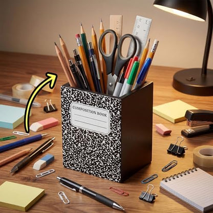 MALLMALL6 Wooden Pencil Holder - Back To School Pen Desk Organization