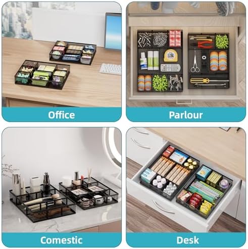 Marbrasse 2 Pack Desk Drawer Organizer, Mesh Drawer Organizer Tray