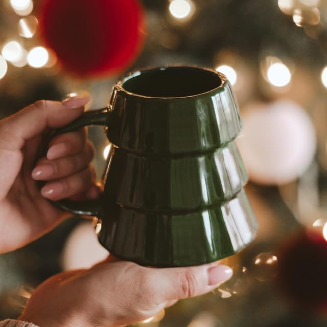 Sweet Water Decor Green Tree Coffee Mug, 17oz Ceramic Christmas Mug