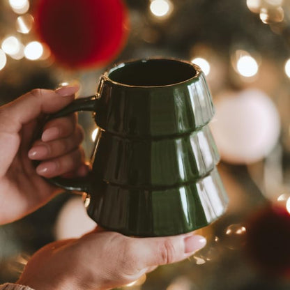 Sweet Water Decor Green Tree Coffee Mug, 17oz Ceramic Christmas Mug