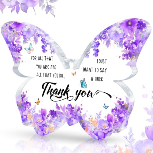 Thank You Gifts for Women, Purple Butterfly Acrylic Desk Decor