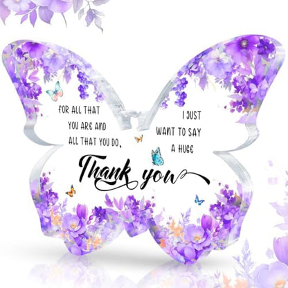 Thank You Gifts for Women, Purple Butterfly Acrylic Desk Decor