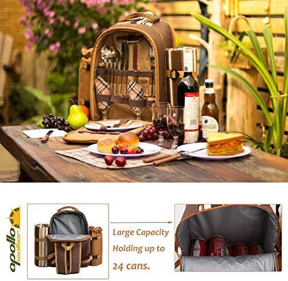 Picnic Backpack, 4-Person with Blanket & Wine, Family & Lovers Gift