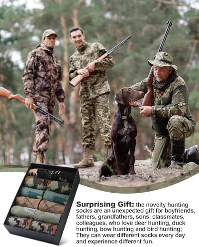 Eurzom 6 Pairs Funny Hunting Socks for Men Outdoorsy Gifts