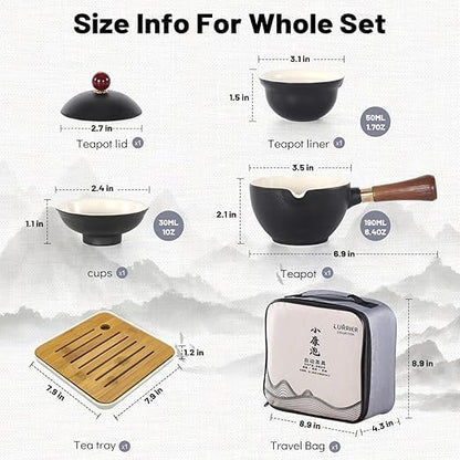 LURRIER Porcelain Chinese Gongfu Tea Set,Portable Teapot Set with 360