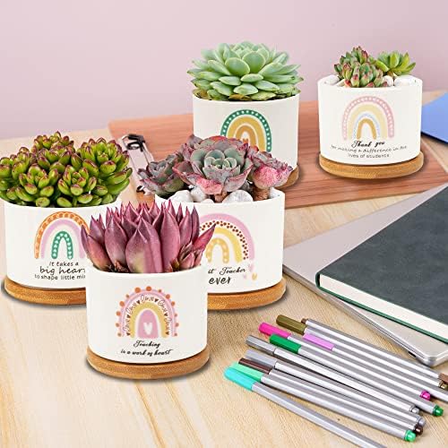Kolewo4ever 9 Pieces Teacher Appreciation Gifts Ceramic Succulent