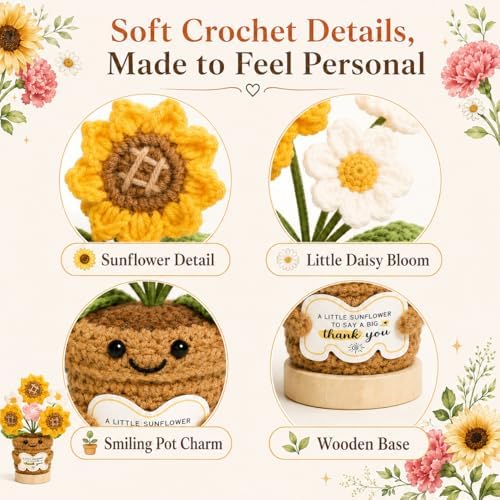 Thank You Gifts for Women Men – Teacher Appreciation Crochet Flower