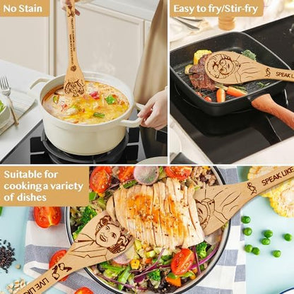 Golden Gifts for Women,Kitchen Utensils Set,Golden Wooden Cooking