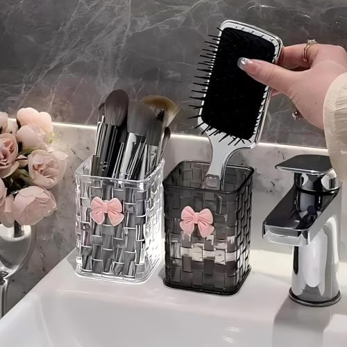 Acrylic Pen Holder for Desk, Clear Pencil Organizer Makeup Brush Cup