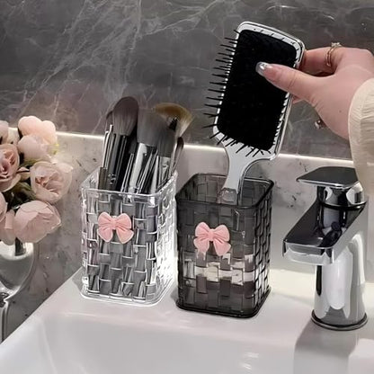 Acrylic Pen Holder for Desk, Clear Pencil Organizer Makeup Brush Cup