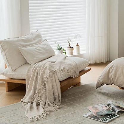 lifein Chenille Throw Blanket 50x60 - Soft Boho Knitted Blanket for