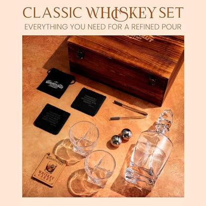 Mixology & Craft Crystal Whiskey Decanter Set 24oz with Glasses &