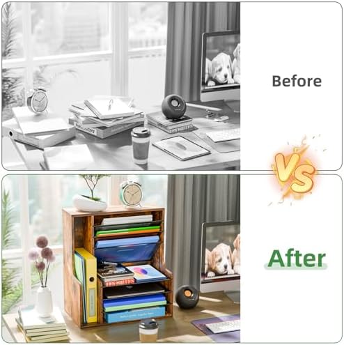 Simple Trending 7- Tier Desk File Organizer, Paper Organizer, Rustic