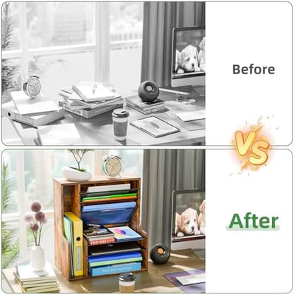 Simple Trending 7- Tier Desk File Organizer, Paper Organizer, Rustic