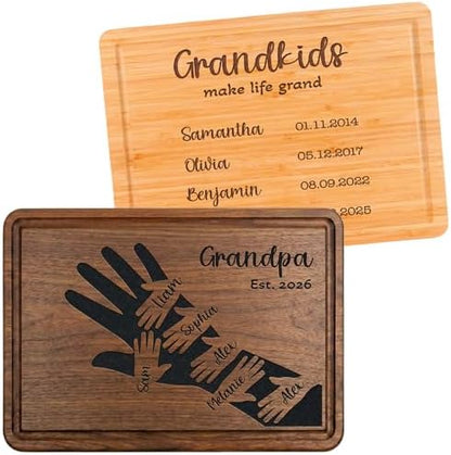 Personalized Dad Cutting Board Gift for Fathers Day, Grandpa, Custom