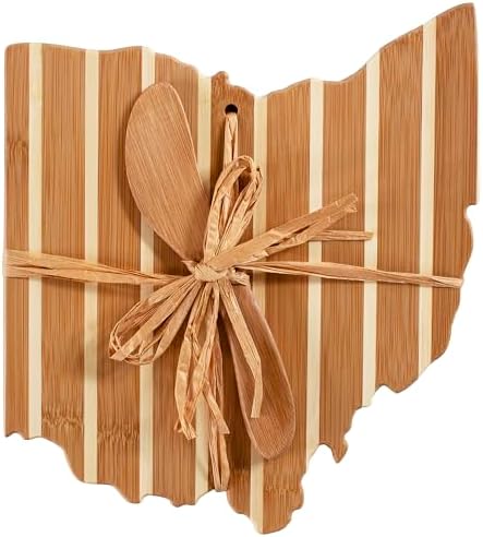 Totally Bamboo Ohio Charcuterie Board with Spreader Knife Gift Set