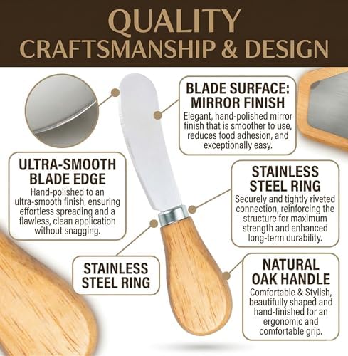 Small Cream Cheese Spreader Knives Set,Wooden 5in,Stainless Steel