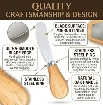 Small Cream Cheese Spreader Knives Set,Wooden 5in,Stainless Steel