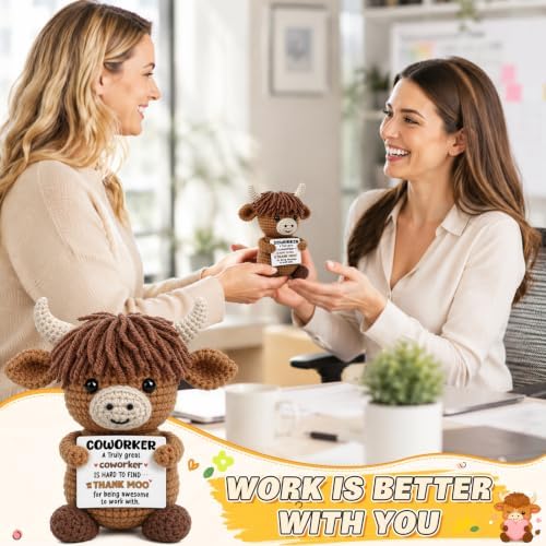 Xinezaa Mini Appreciation Gifts for Women Men Coworkers, Highland Cow
