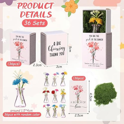 Wonderjune 24 Sets Mini Flower Thank You Gifts Bulk for Women, Pink