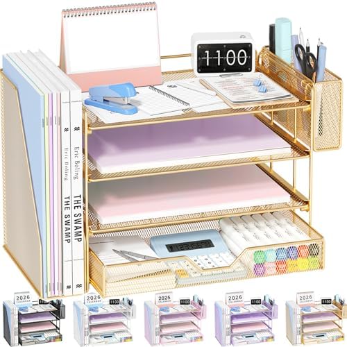 OPNICE Desk Organizers and Accessories, 4-Tier Desktop File Organizer