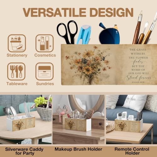 Fall Vintage Christian Floral Pen Pencil Holder Organizer