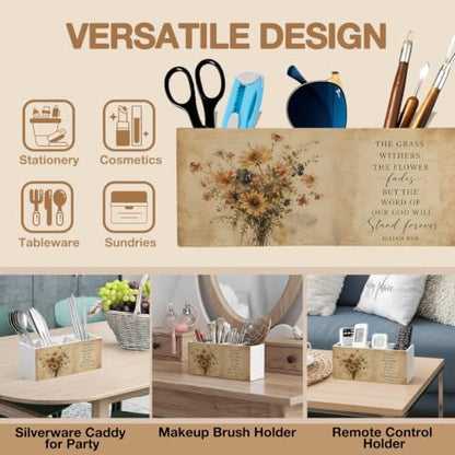 Fall Vintage Christian Floral Pen Pencil Holder Organizer