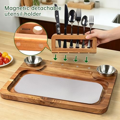 Acacia Steak Board Plates Set Scratch-Proof Wooden Serving Platter