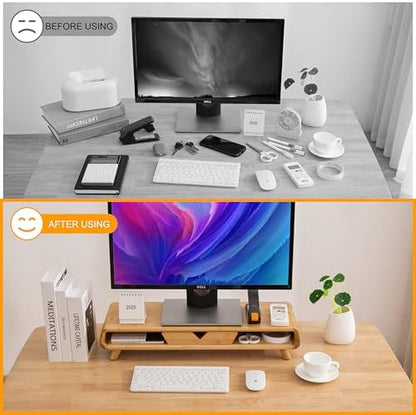 Homerays Bamboo Monitor Stand Riser, No Assembly Required Exquisite