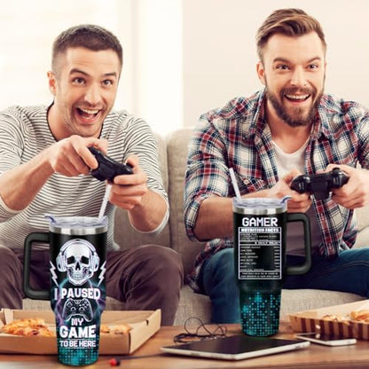 Game Tumbler with Lid and Straw, 40oz Gamer Water Bottle Cup with