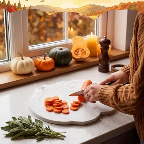 Chengu Fall Pumpkin Marble Cutting Board 9.84 Inch Halloween Home Gift