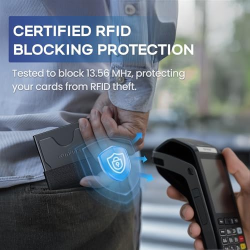 RUNBOX Slim Wallet for Men, RFID Aluminum Pop-Up Card Holder for 12