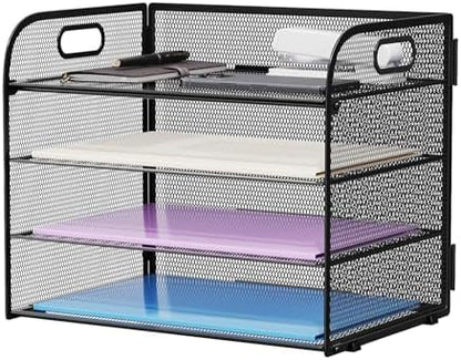 Marbrasse 4 Tier Paper Organizer Letter Tray - Mesh Desk File