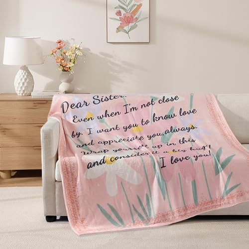 Geniospin Throw Blanket Gifts for Sister, Dear Sister Blanket for