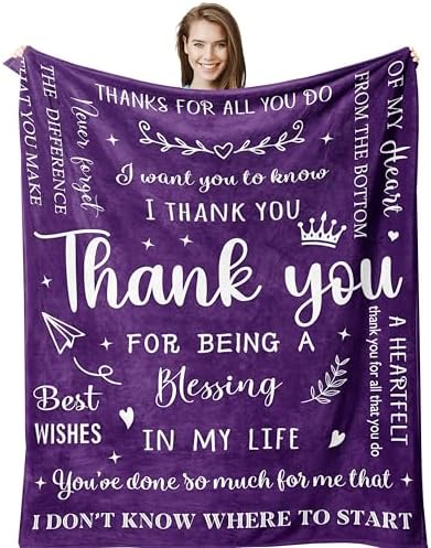 Thank You Gifts for Women, Thank You Gifts Blanket 60"X50" Purple