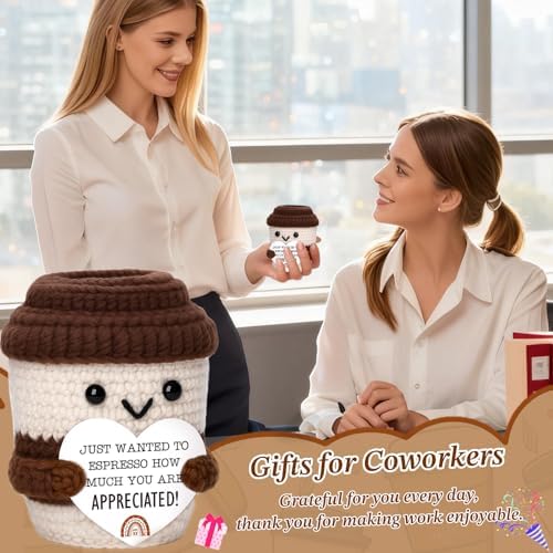 Mini Appreciation Office Gift for Women Men Coworkers Crochet Coffee