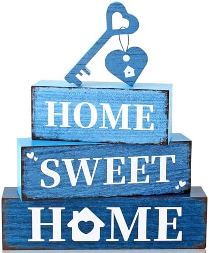 4 Pcs Farmhouse Home Wooden Tiered Tray Decor, Sweet Home Retro Rustic