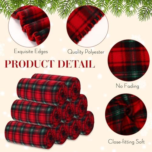 Buryeah 15 Pcs Winter Tartan Plaid Throw Blankets Bulk 60 x 50 Inch