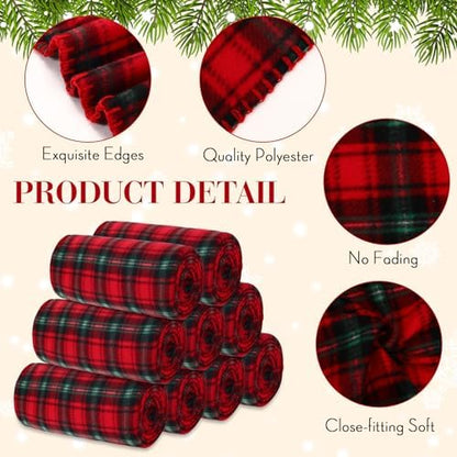 Buryeah 15 Pcs Winter Tartan Plaid Throw Blankets Bulk 60 x 50 Inch