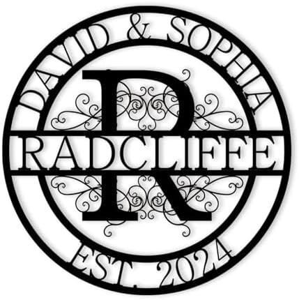 Personalized Metal Signs | Split Monogram Letter with Name