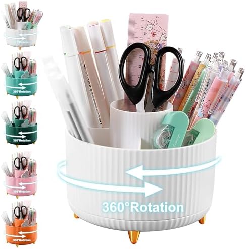 Cayxenful Pencil Holder For Desk,5 Slots 360°Degree Rotating Desk