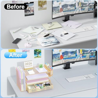 gianotter Desk Organizers and Accessories with File Holder, 4-Tier
