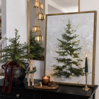 Christmas Decorations-18“ x 24" Lighted Framed Snowy Tree Canvas Wall