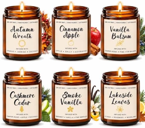 Scented Candle Gift Set for Women – 6 Pack 7oz Winter Scented Soy